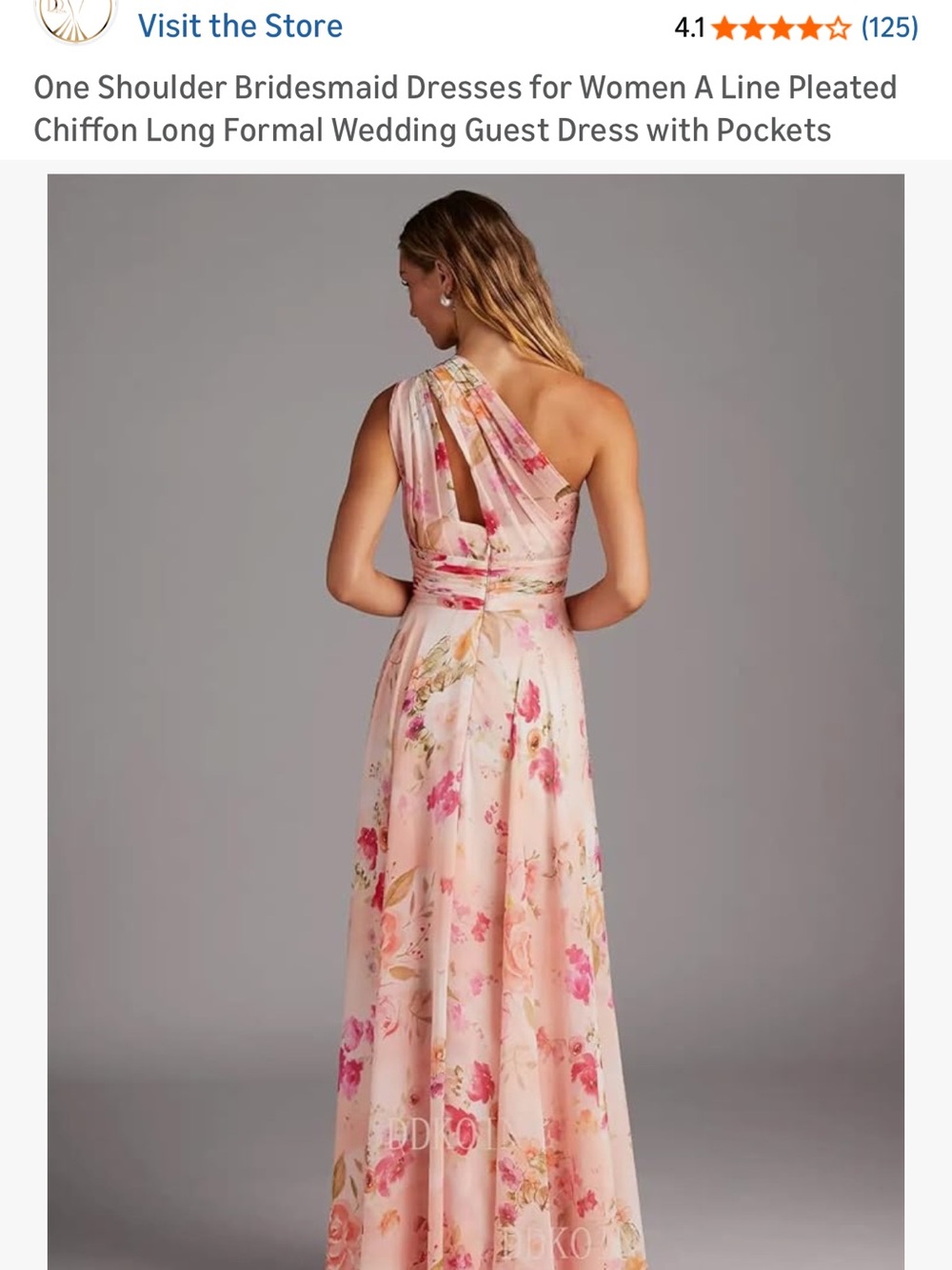 Amazon One-Shoulder Floral Maxi Dress in Blush Pink - Picture 2 of 4